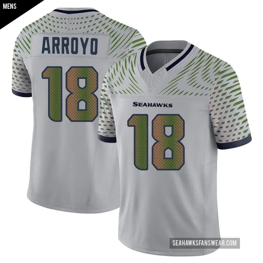 Men's Seattle Seahawks ＃18 Elijah Arroyo Gray Limited Wolf 2025