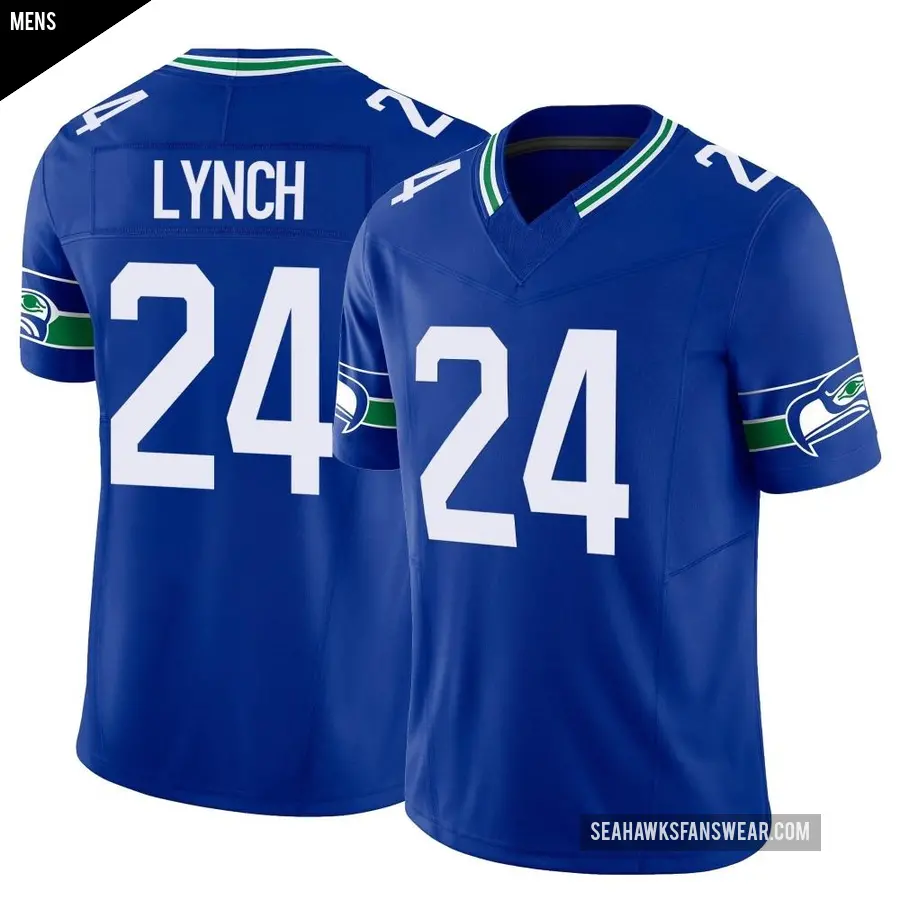 Men's Seattle Seahawks ＃24 Marshawn Lynch Royal Game Throwback