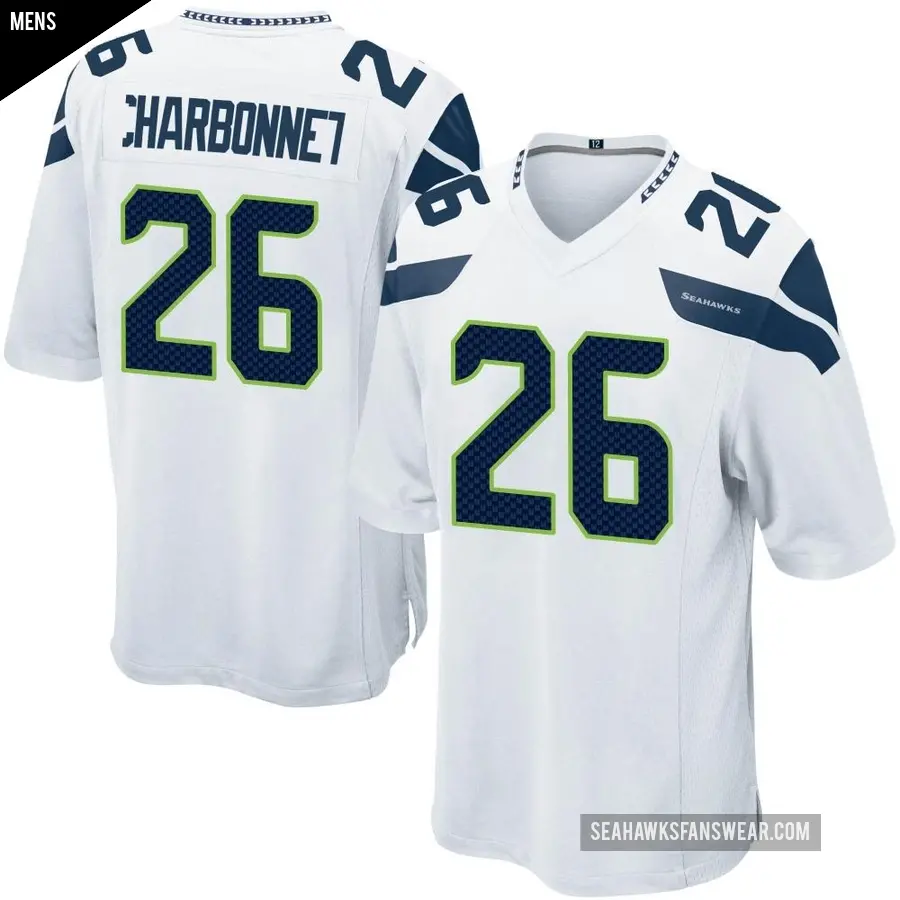 Men's Seattle Seahawks ＃26 Zach Charbonnet White Game Jersey