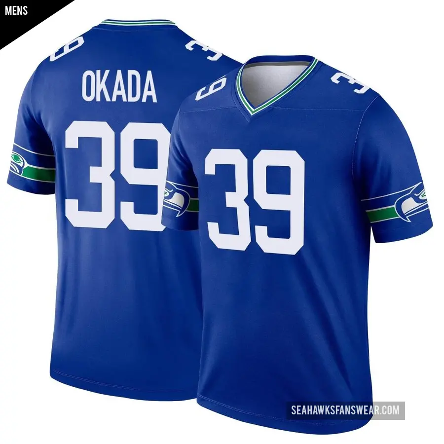 Men's Seattle Seahawks ＃39 Ty Okada Royal Legend Throwback Jersey
