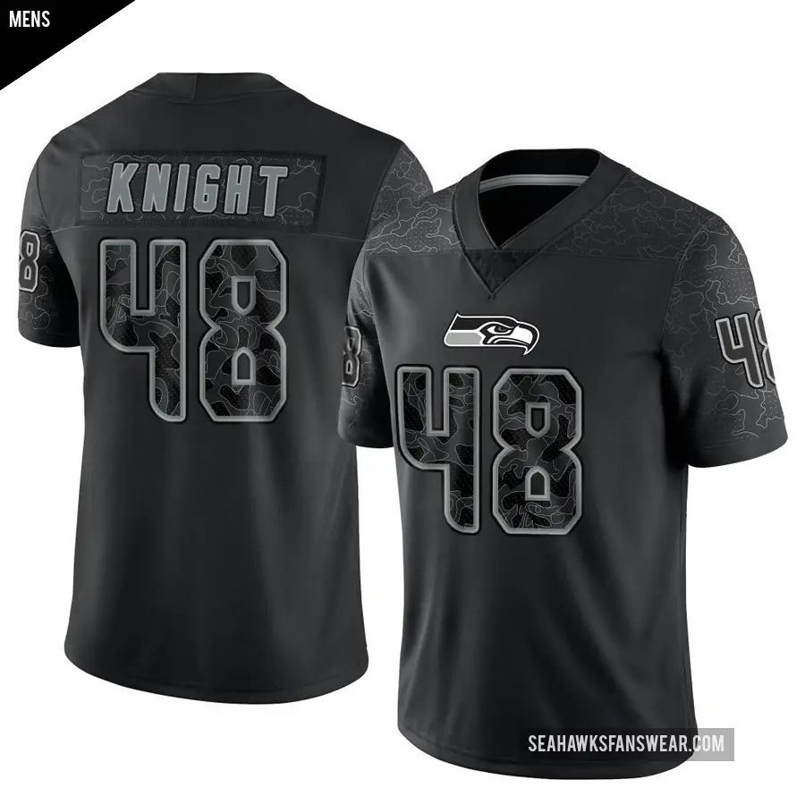 Men's Seattle Seahawks ＃48 Tyrice Knight Black Limited Reflective Jersey