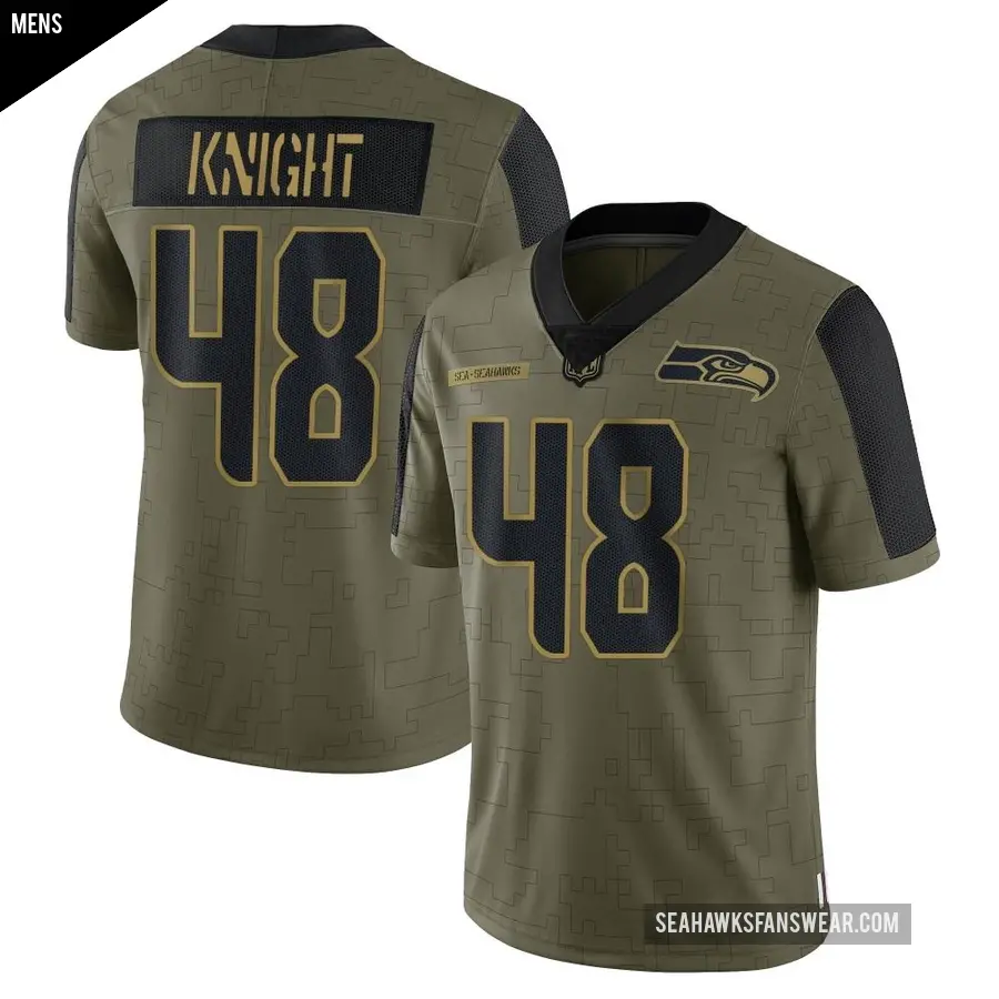 Men's Seattle Seahawks ＃48 Tyrice Knight Olive Limited 2021 Salute To Service Jersey