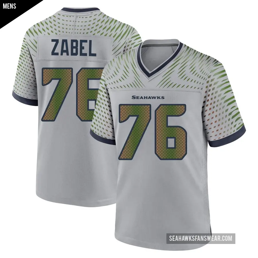Men's Seattle Seahawks ＃76 Grey Zabel Gray Game Wolf 2025