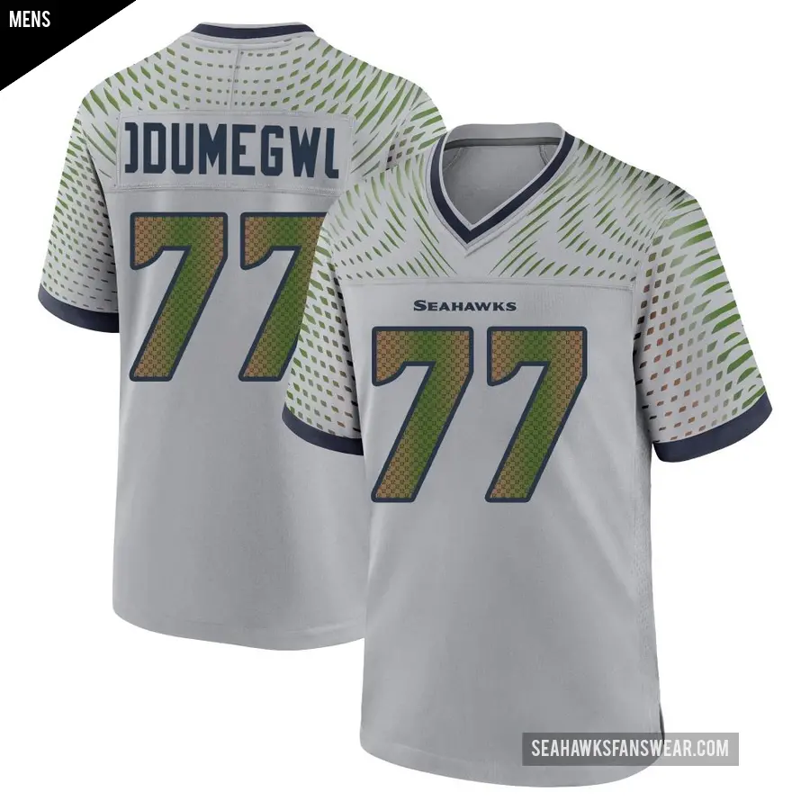 Men's Seattle Seahawks ＃77 Kenneth Odumegwu Gray Game Wolf 2025 Rivalries Collection Jersey