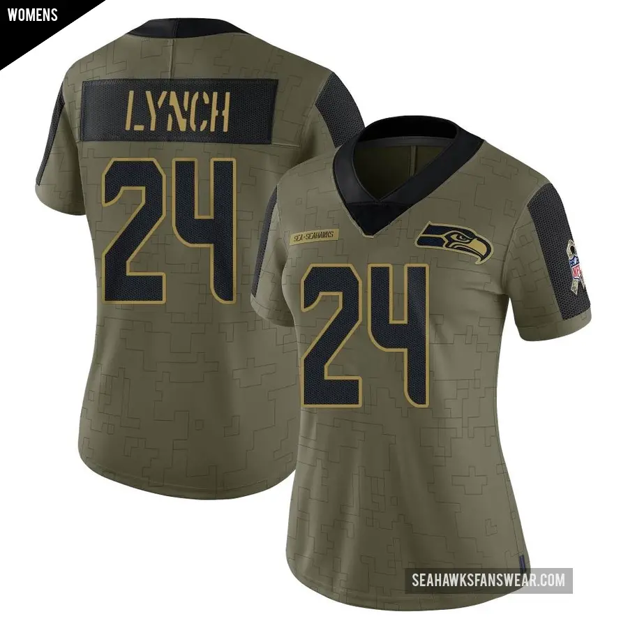 Men's Seattle Seahawks ＃24 Marshawn Lynch Olive Limited 2025