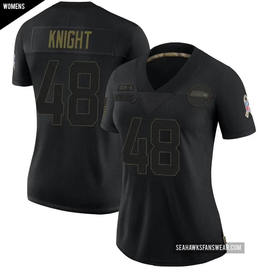 Women's Seattle Seahawks ＃48 Tyrice Knight Black Limited 2020 Salute To Service Jersey