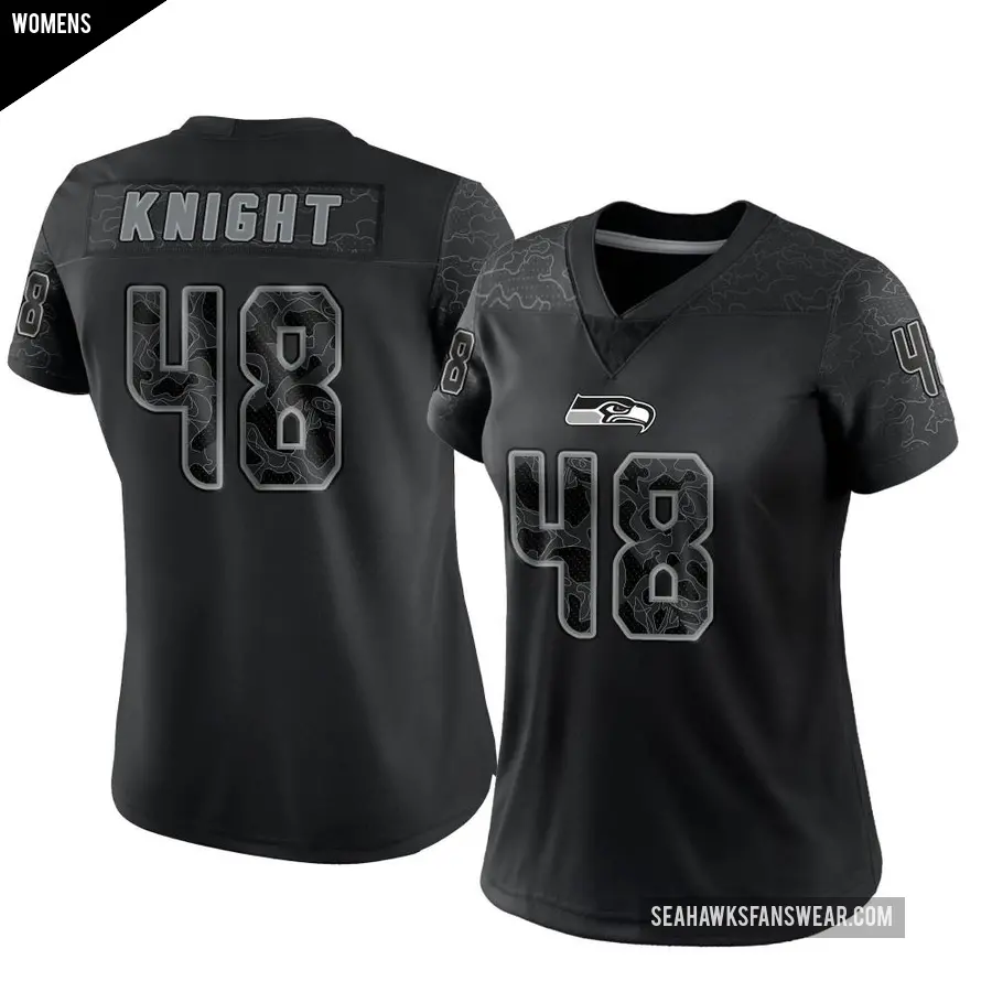 Women's Seattle Seahawks ＃48 Tyrice Knight Black Limited Reflective Jersey