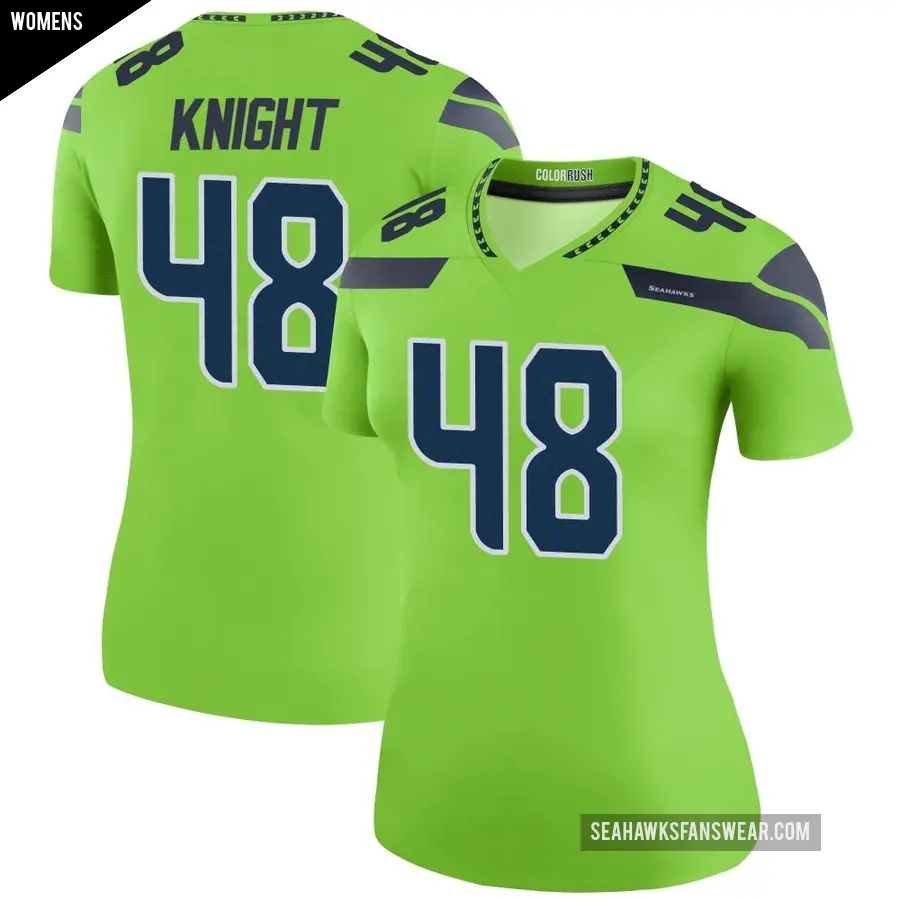 Women's Seattle Seahawks ＃48 Tyrice Knight Green Legend Color Rush Neon Jersey