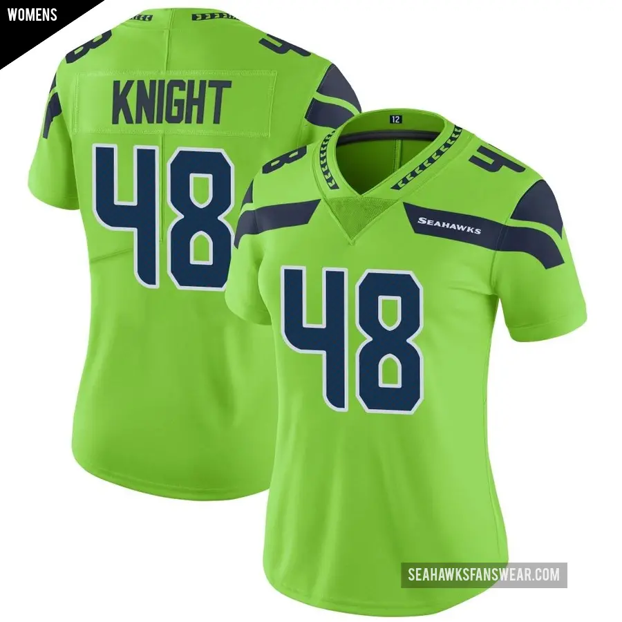 Women's Seattle Seahawks ＃48 Tyrice Knight Green Limited Color Rush Neon Jersey