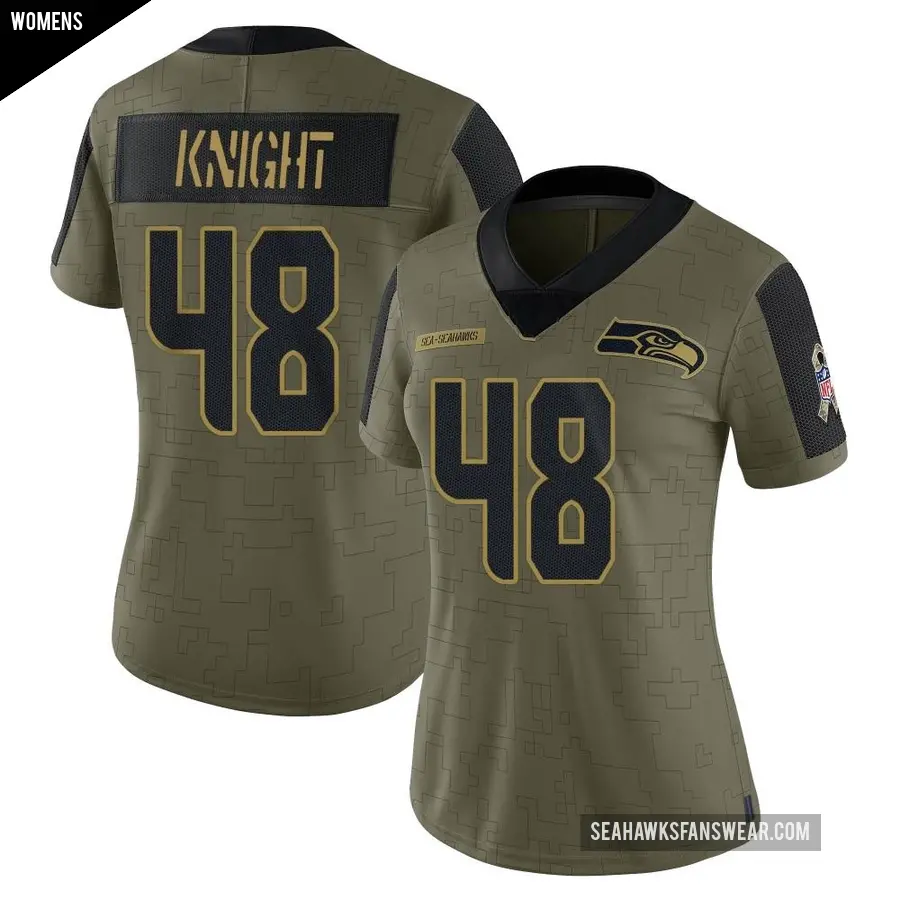 Women's Seattle Seahawks ＃48 Tyrice Knight Olive Limited 2021 Salute To Service Jersey