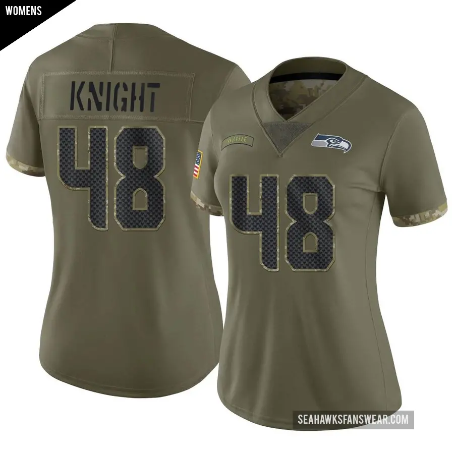 Women's Seattle Seahawks ＃48 Tyrice Knight Olive Limited 2022 Salute To Service Jersey