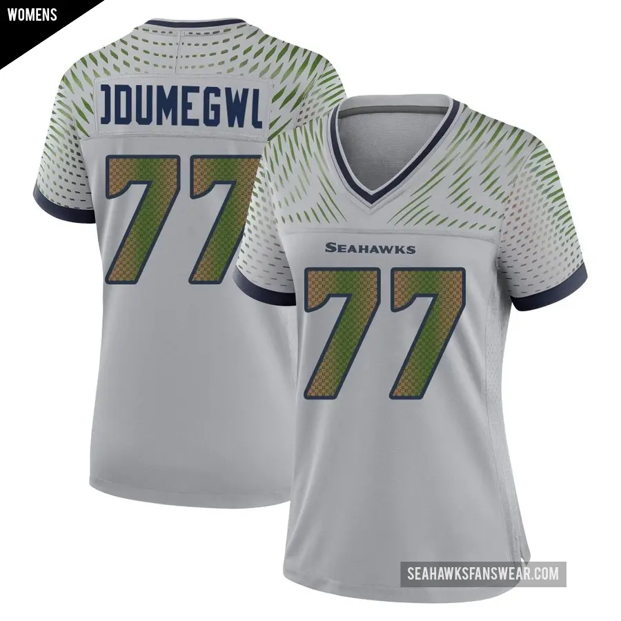 Women's Seattle Seahawks ＃77 Kenneth Odumegwu Gray Game Wolf 2025 Rivalries Collection Jersey