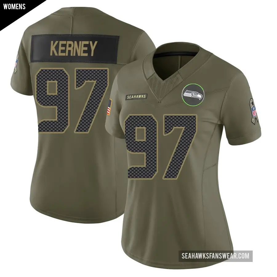 Women's Seattle Seahawks ＃97 Patrick Kerney Olive Limited 2025 Salute to Service Jersey