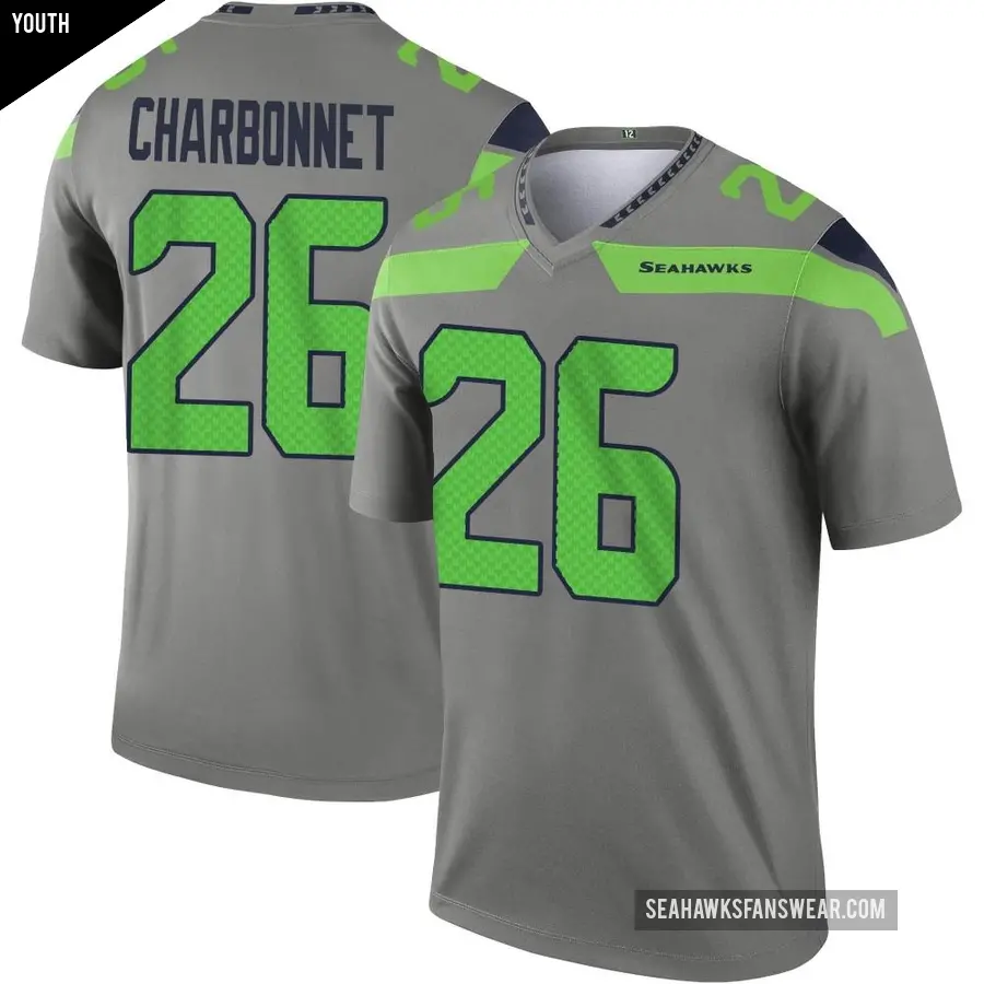 Youth Seattle Seahawks ＃26 Zach Charbonnet Legend Steel