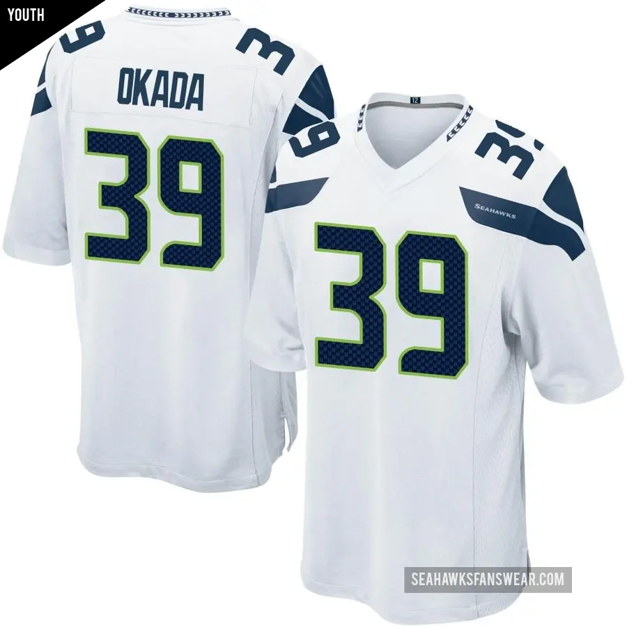 Youth Seattle Seahawks ＃39 Ty Okada White Game Jersey