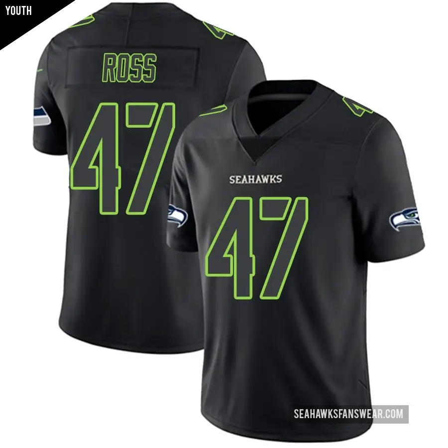 Youth Seattle Seahawks ＃47 Josh Ross Black Impact Limited Jersey