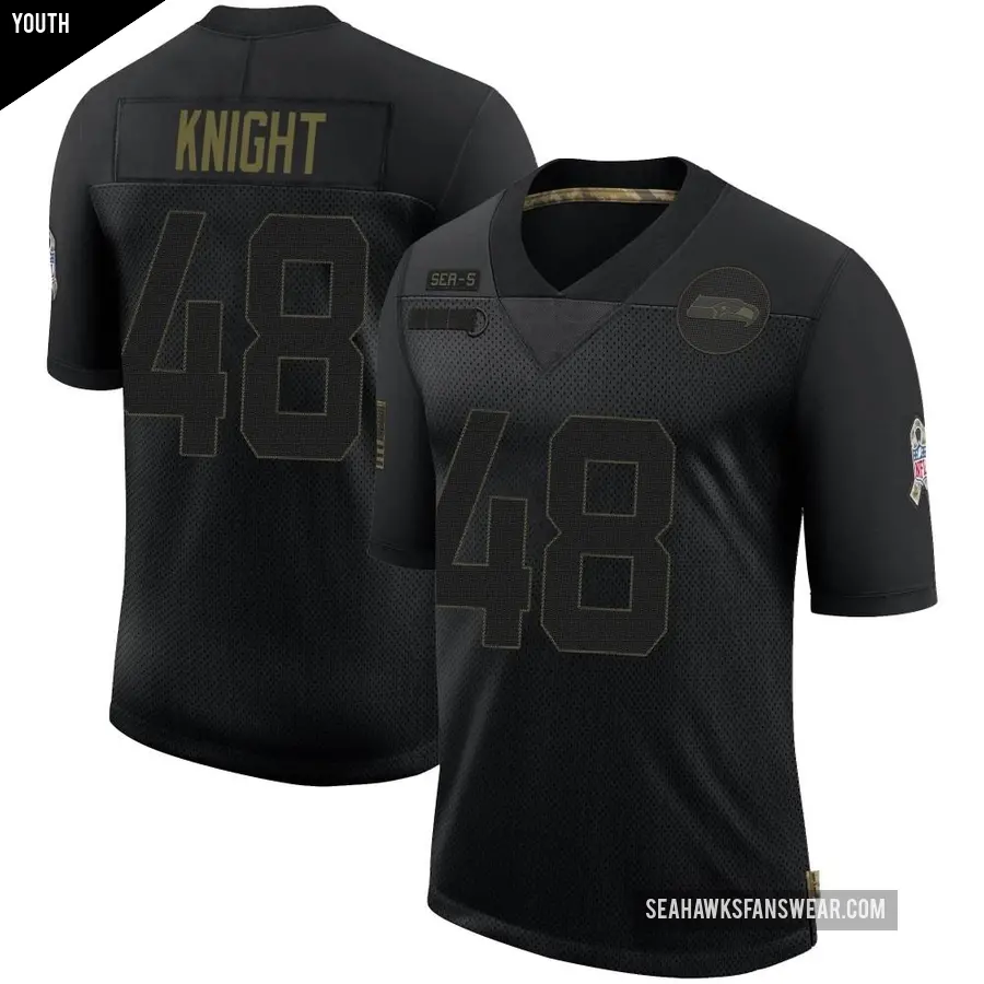 Youth Seattle Seahawks ＃48 Tyrice Knight Black Limited 2020 Salute To Service Jersey
