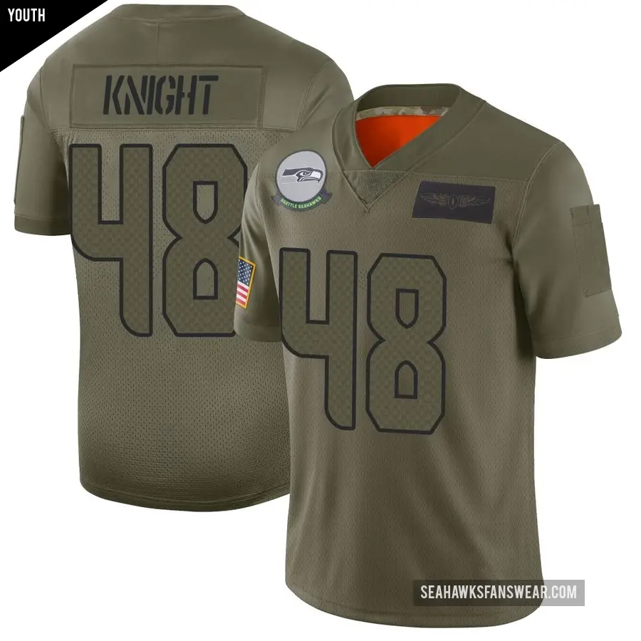 Youth Seattle Seahawks ＃48 Tyrice Knight Camo Limited 2019 Salute to Service Jersey