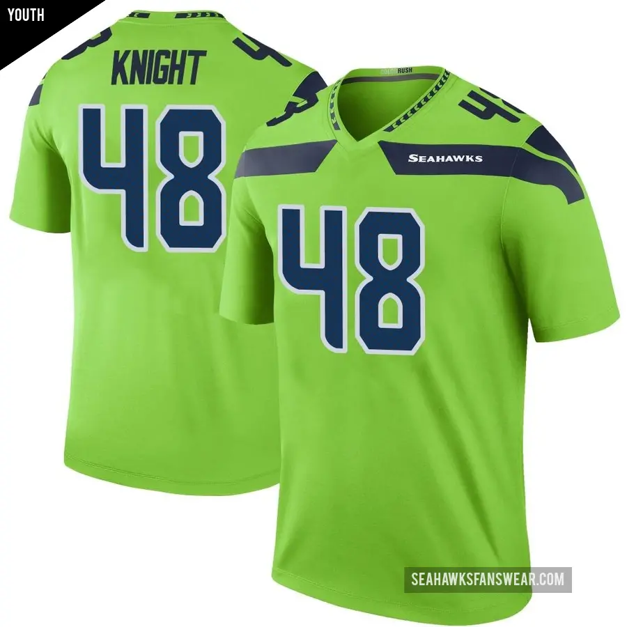 Youth Seattle Seahawks ＃48 Tyrice Knight Green Legend Color Rush Neon Jersey