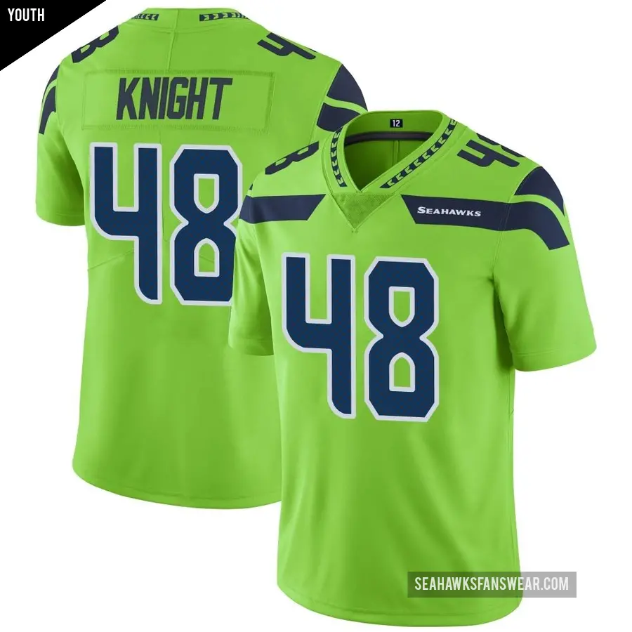 Youth Seattle Seahawks ＃48 Tyrice Knight Green Limited Color Rush Neon Jersey