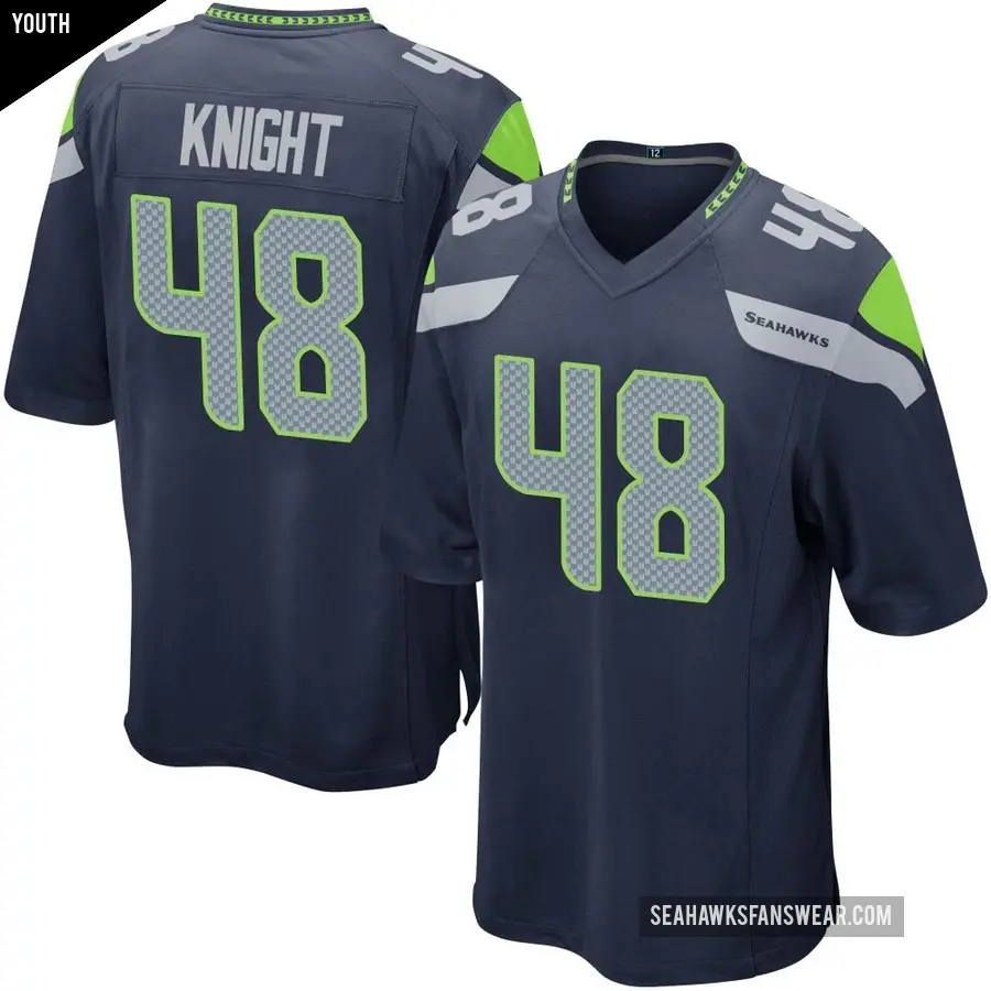 Youth Seattle Seahawks ＃48 Tyrice Knight Navy Game Team Color Jersey