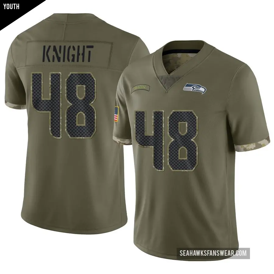 Youth Seattle Seahawks ＃48 Tyrice Knight Olive Limited 2022 Salute To Service Jersey
