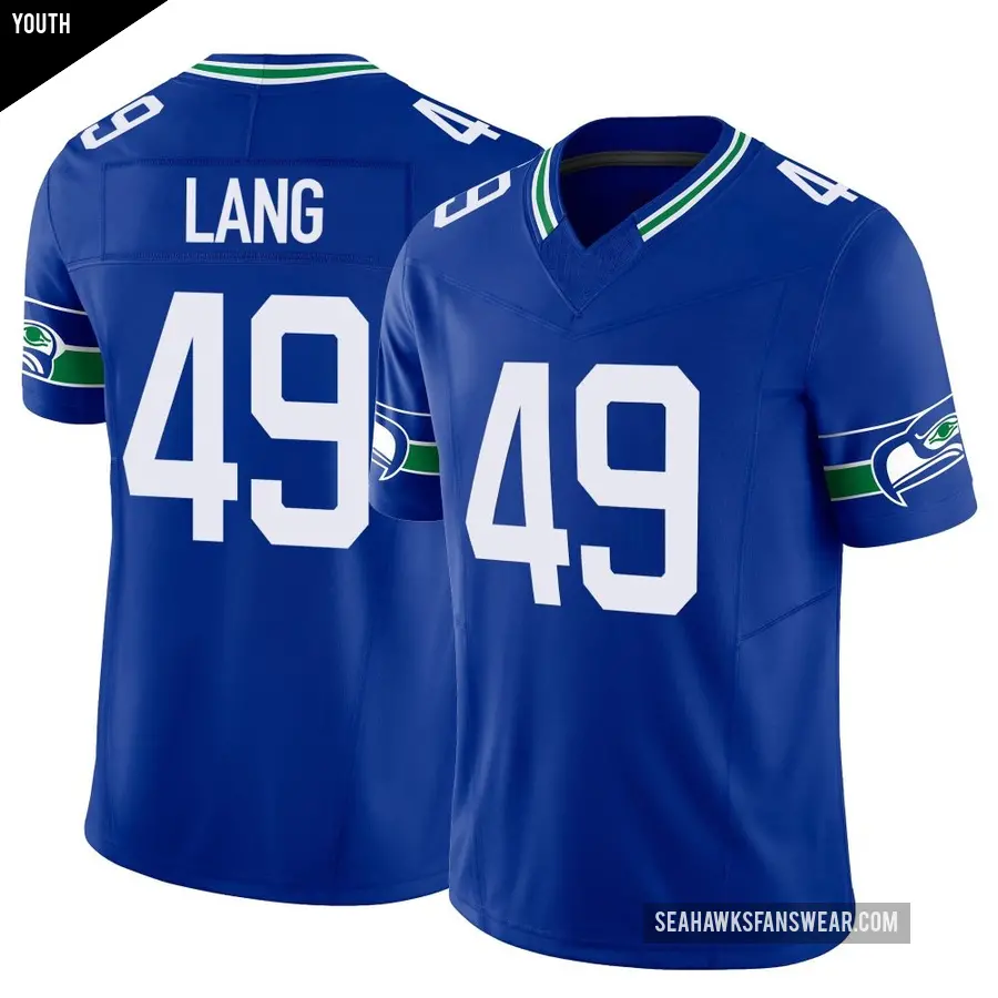 Youth Seattle Seahawks ＃49 Marshall Lang Royal Limited Throwback