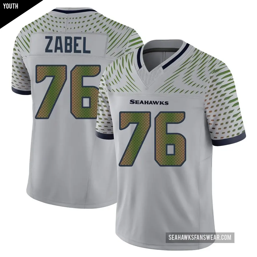 Men's Seattle Seahawks ＃76 Grey Zabel Gray Game Wolf 2025