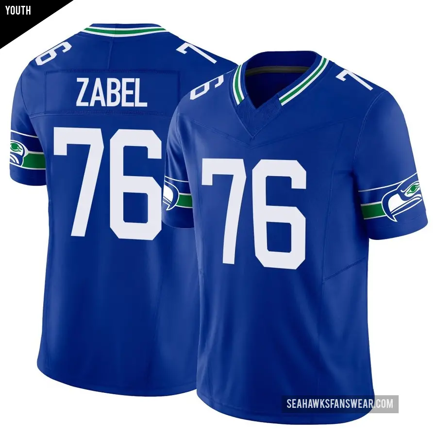 Youth Seattle Seahawks ＃76 Grey Zabel Royal Limited Throwback