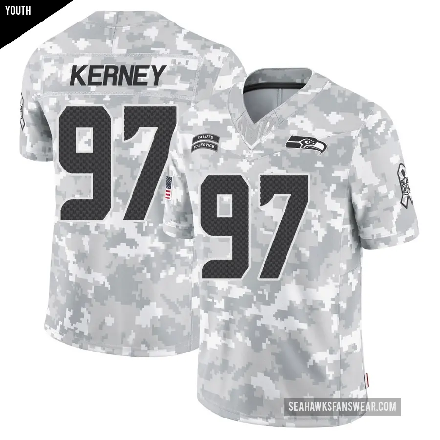 Youth Seattle Seahawks ＃97 Patrick Kerney Arctic Camo Limited 2024 Salute to Service Jersey