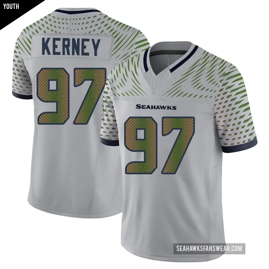 Youth Seattle Seahawks ＃97 Patrick Kerney Gray Limited Wolf 2025 Rivalries Collection Jersey
