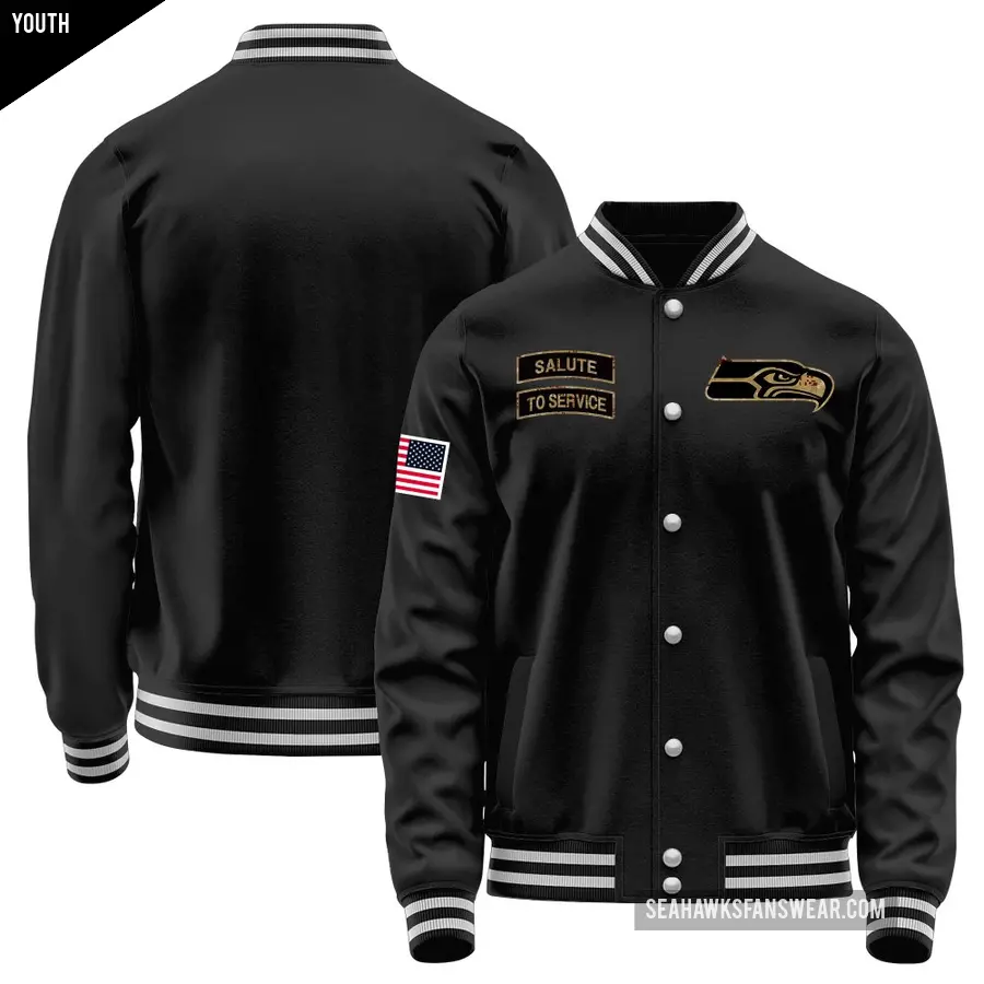 Youth Seattle Seahawks Black Salute to Service Sideline Performance Jacket